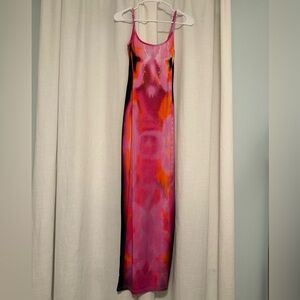White fox Pink and Orange Maxi Dress
